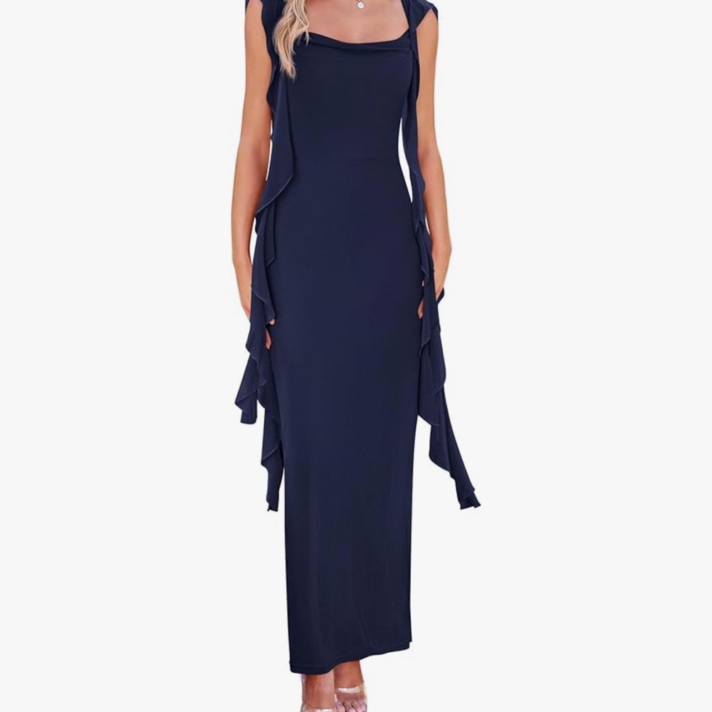 Prettygarden  Navy Bodycon Sleeveless Maxi Dress